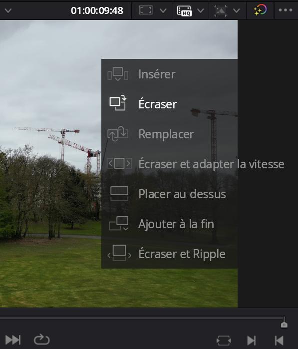 Les options d'insertions d'un média