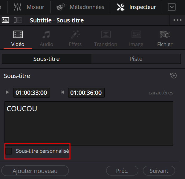 Modifier un sous titre individuellement